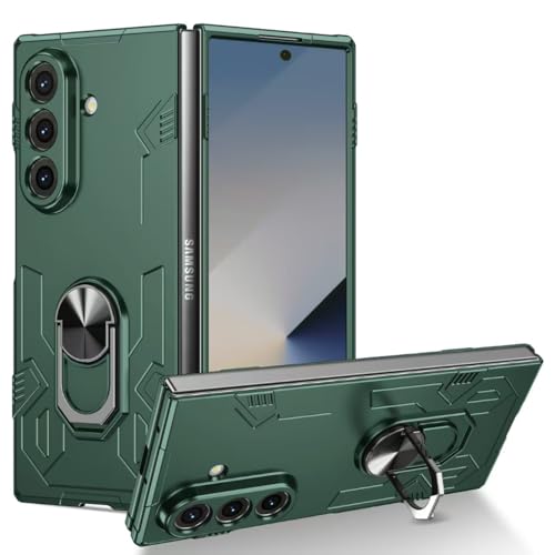 Image of amazon basics Shield Armor Pro Case for Samsung Galaxy Z Fold 7 Ring Holder Stand Back Case Cover for Samsung Galaxy Z Fold 7 - Green