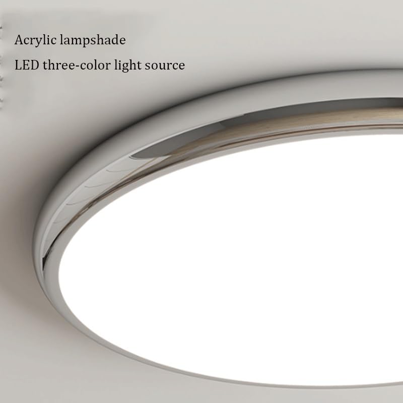 Plafonnier LED chic rond chromé dimmable tricolore pour chambre - 5