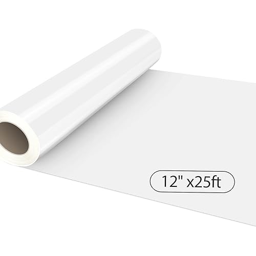 Heat Transfer Vinyl White HTV Rolls-12"x25FT White HTV Vinyl, White Iron on Vinyl for Shirt - Easy to Cut & Weed for Heat Vinyl Design