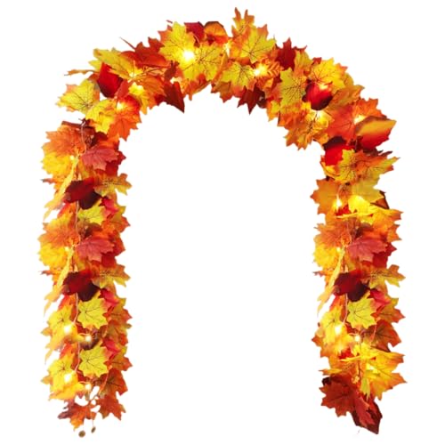 Guirnalda de otoño al Aire Libre | Hoja de Arce Artificial de 68.9 Pulgadas, decoración de Vid para Cosecha en Interiores y Exteriores, Acción de Gracias, Halloween, Navidad, Boda, Chimenea
