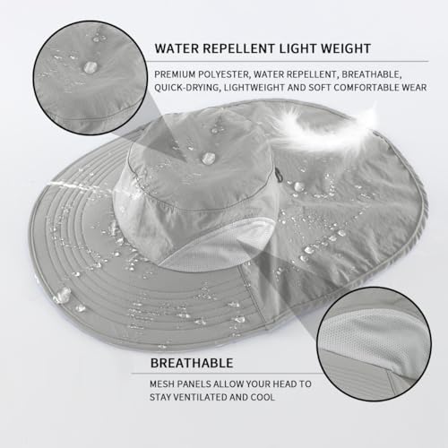 Mens Womens Outdoor Wide Brim Sun Hat with Neck Flap Mesh UV Protection Hat Fishing Hats - Image 4