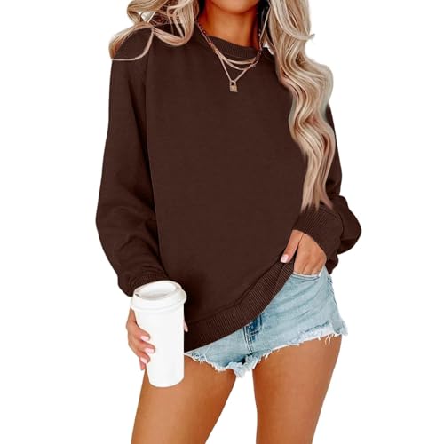 Image of Women Crew Neck Sweatshirts Fall Casual Oversized Sweat Shirts Long Sleeve Cute Preppy Sweatshirt Comfort Pullover