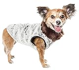 Luxe Purrlage Pelage Designer Fur Dog Coat Jacket - White & Brown Medium