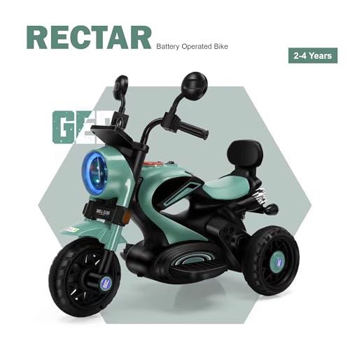 Image of Little Rides Super Harley Bike | Rechargeable Battery Operated Ride-On Bike for Kids | Ages 2 to 4 Years | Royal Enfield Style | Premium Ride-On Toy Bike for Toddlers - Children (Green)