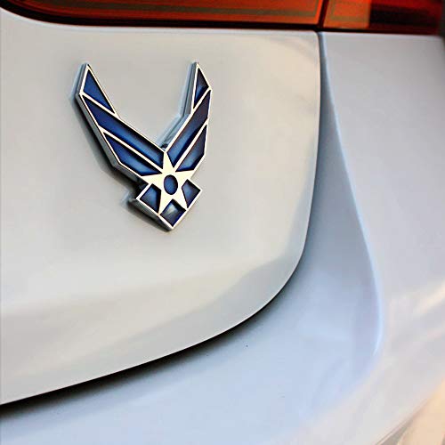 Dsycar 3D Metal Blue Wing Us Air Force Premium Car Body Side Rear Trunk Emblem Badge - Gift 4 Free Air Force Logo Tire Valve Stem Caps #TOP5
