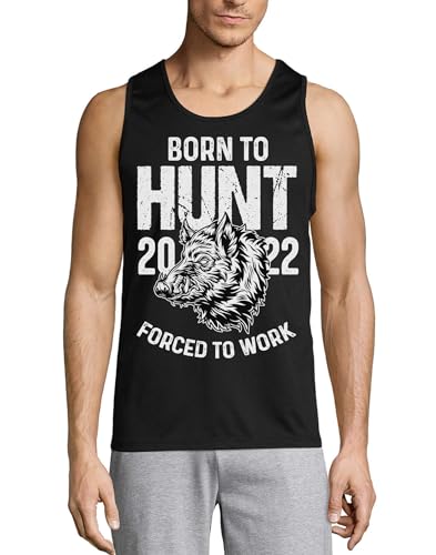 Débardeur Born to Hunt noir en coton cadeau original pour homme chasseur
