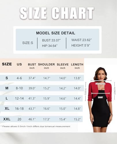 MINTLIMIT Bolero Cardigans for Women Ruched 3/4 Sleeve Open Front Cropped Cardigan Boleros Shrug Jackets for Evening Dresses4
