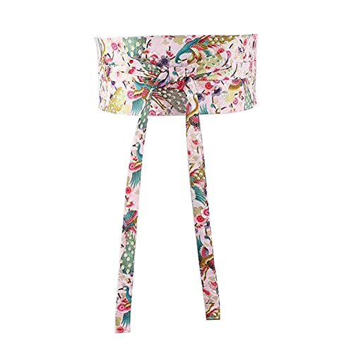Tong Gu Wide Japanese Belt Corset Obi Floral Tie Waistband for Kimono Yukata Dress Shirt Retro Sash