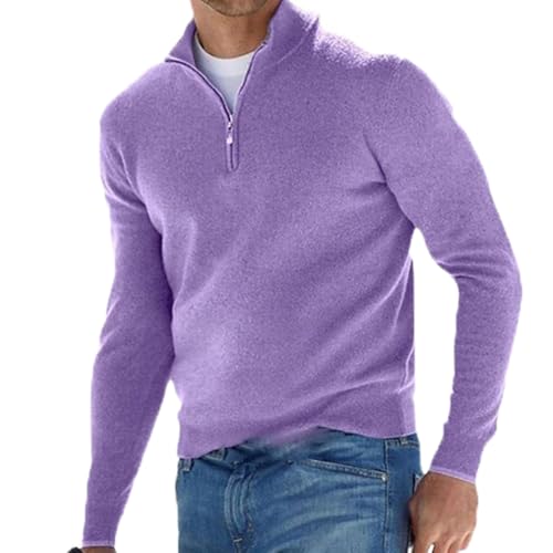 Describeu Mens, Men's Zipper Basic, Winter Casual Men Top, Describeu Winter Casual Men Top (Light Purple,XL)