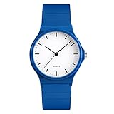 Reloj de cuarzo ultra fino para mujer, reloj de pulsera impermeable Forrader con banda de silicona colorida para mujer, vestido casual, estudiantes médicos, enfermeras, médicos, azul