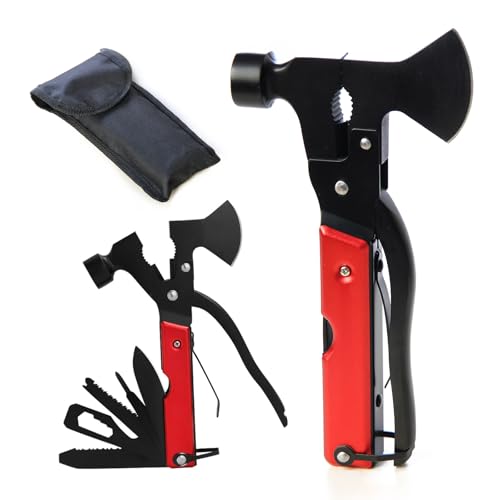 Samos® Navaja Multiusos de Supervivencia 18 en 1 – Multiherramienta con Martillo, Hacha, Cuchillo, Alicates, Destornillador, etc Acero Inoxidable para Camping, Emergencias y Kit Supervivencia Militar