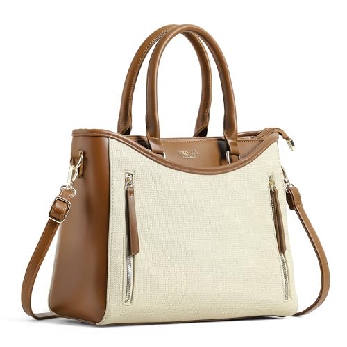 Image of EXOTIC Alvara Tote Bag for Women | Multi-Compartment Handbag with Laptop Space, Front Zip Pockets & Luggage Sleeve | Premium PU Leatherette Work & Travel Tote