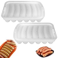 OUOQI 2pcs Silicone Sausage Molds, DIY Sausage Mould, Hot Dog Molds, Non-Stick, Easy to Clean, BPA Free, 6 Cavities, 300-450 ml