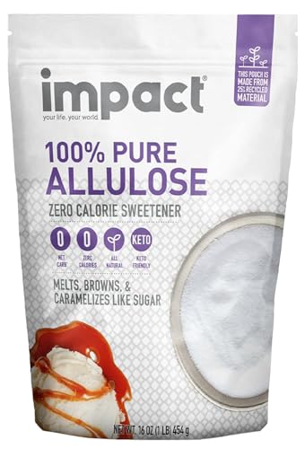Impact - Pure Allulose Sweetener Sugar Substitute - Zero Calorie Blend, Low-Carb, For Coffee, Tea, Baking, Guilt-Free Indulgence - 1lb