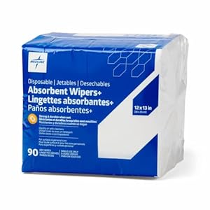 Medline Absorbent Wipers+ Disposable Heavy Duty Dry Wipes, 12″ x 12″ (90 Count), Use Wet or Dry, Perfect for Skin Care or Home Use, 3X Stronger, Highly Absorbent