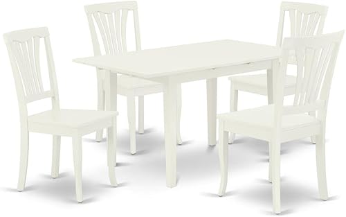 Miniatura 8 de East West Furniture NOAV3-WHI-W Juego de mesa de cocina de 3 piezas para espacios pequeños contiene una mesa de comedor rectangular con hoja de