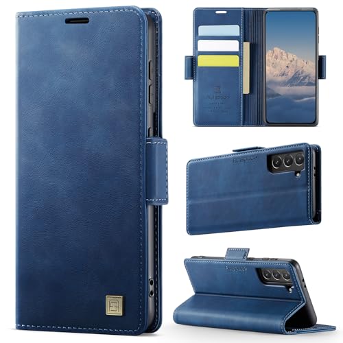 Teeirllim Hülle für Samsung Galaxy S21 Plus 5G Handyhülle RFID-Blockierung Premium PU Leder Kartenfach Klappbar Tasche Flip Case Klapphülle Schutzhülle für Samsung Galaxy S21 Plus Blau