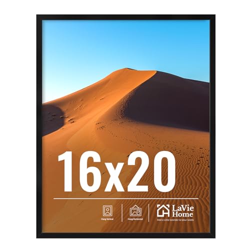 Image of LaVie Home 16x20 Picture Frame for Wall Display, 16x20 Black Picture Frame with HD Plexiglas, 16 x 20 Poster Frame 1 Pack, Display Frame for Vertical or Horizontal, Classic Collection