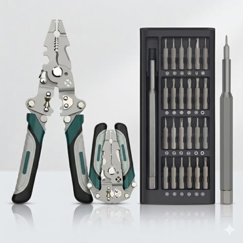 Image of UMI 20-in-1 Multifunctional Heavy Duty Wire Stripper Tool with 24-in-1 Precision Screwdriver Set Stainless Steel Multifunction Pliers for Cutting,Crimping & Electrical Repair Professional DIY Tool Kit