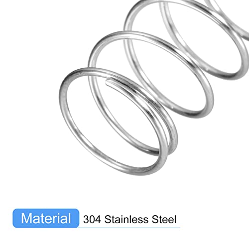 Image of uxcell Compression Spring, 5Pcs 304 Stainless Steel, 12mm OD, 0.8mm Wire Size, 50mm Free Length, Silver Tone