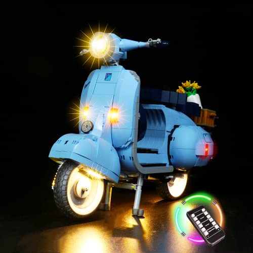 VONADO LED Light Kit - Compatible with Lego Vespa 125 Scooter 10298 - Remote Control - Blue - Modern Style - Powder Coated Plastic - Battery Powered - Handlebar Mount - Light Kit