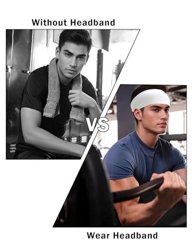 Image of Headbands for Men & Women, Sweat Headband Non-Slip Sweatband Sports Running Cycling Yoga Basketball Workout Football Training