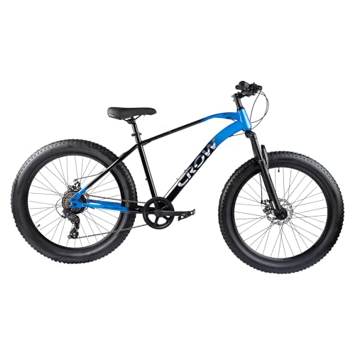 Image of CROW - Black Ninja Fat 7 Gear Cycle for Boys |Bicycle for Men Adult| Cycle for Adults /Men| MTB with Front Suspension & Dual disc Brakes | Unisex 26 inch INCH MTB