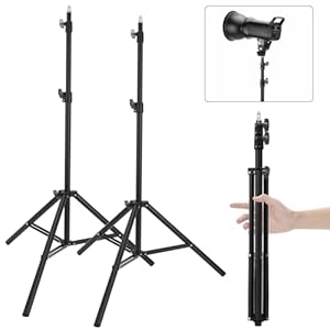 2 Pack adjustable 7ft Aluminum Photography Light Stand, Portable Light Tripod, for Lighting Stand Speedlight, Flash, Softbox,Strobe Light, Camera, Photographic Portrait