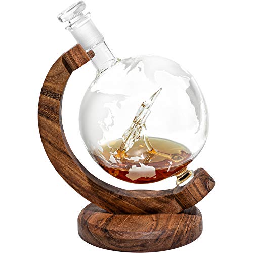 F16 Airplane Globe Whiskey Decanter - Airplane Pilot / Air Force Gifts w/ F-16 Airplane Inside - Unique Personalized Gift for Promotion, Retirement, or Milestone - F16 Gift (Decanter)