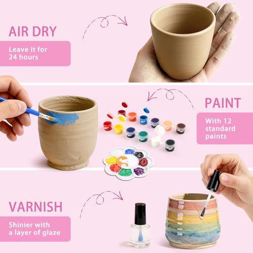 Image of Pottery Wheel for Kids, Arts and Crafts for Kids Ages 8-12, Complete Pottery Painting Craft Kit with Clay, Art Supplies for Kids Toys Girls Birthday Christmas Gift for 6 7 8 9 10 11 12+, Purple