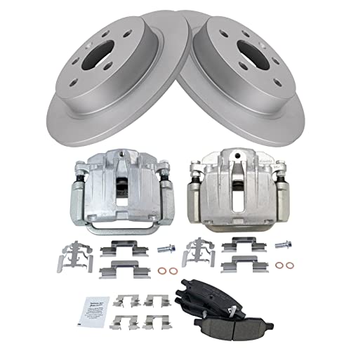 Image of TRQ Rear Brake Pad and Rotor Set Ceramic Solid Rotors Calipers G Coated | For 2006-2011 Cadillac DTS