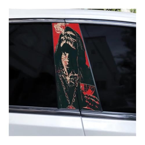 Stickers pilier voiture faucheuse masque rayures étanche vinyle - 2