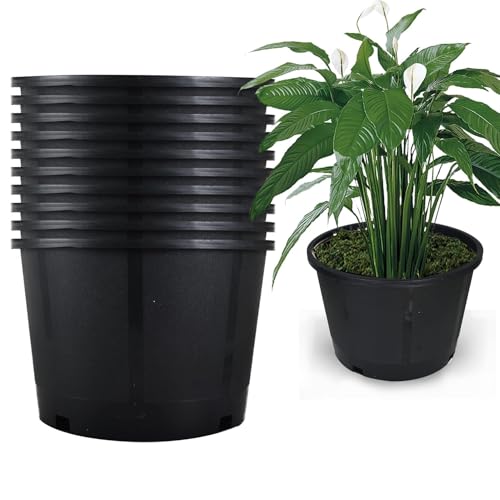 WFLNHB 10 paquetes de macetas flexibles de 3.9 galones, de plástico para plantas adecuadas para interiores y exteriores