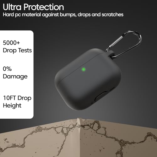 Image of Sounce Earphone Case Cover Compatible with Airpods Pro 3 / 3rd Generation TWS Soft Silicone Skin Case Cover Shock Absorbing Protective Case with Keychain [Front LED Visible] - Black