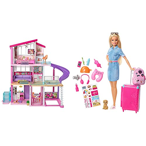 Barbie GNH53 Traumvilla Dreamhouse Adventures Puppenhaus mit 3 Etagen, 8 Zimmer, Pool mit Rutsche und Zubehör, ca. 116…