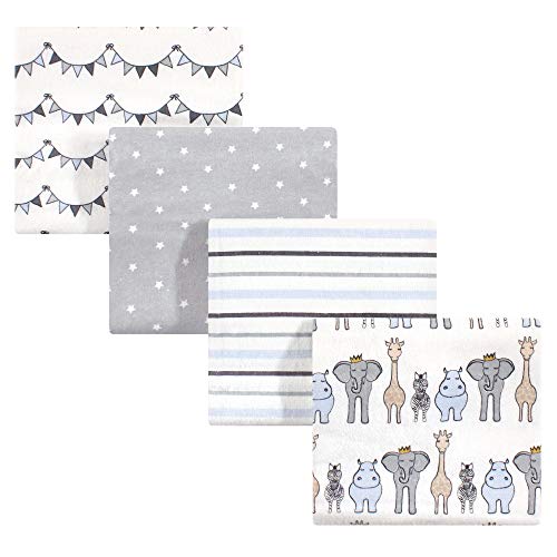 Hudson Baby Unisex Baby Cotton Flannel Receiving Blankets, Royal Safari, One Size