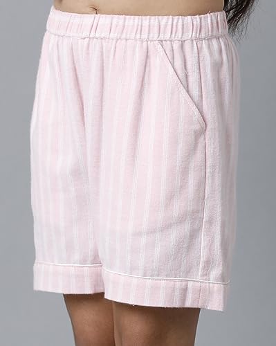 Image of Under Fourteen Only Girls Brushed Flannel Check Night Suit Set | Cotton Printed Mandarin Collar Top with Contrast Buttons & Piping | Full Sleeve Sleepwear with Elastic Waist Pants & Pockets