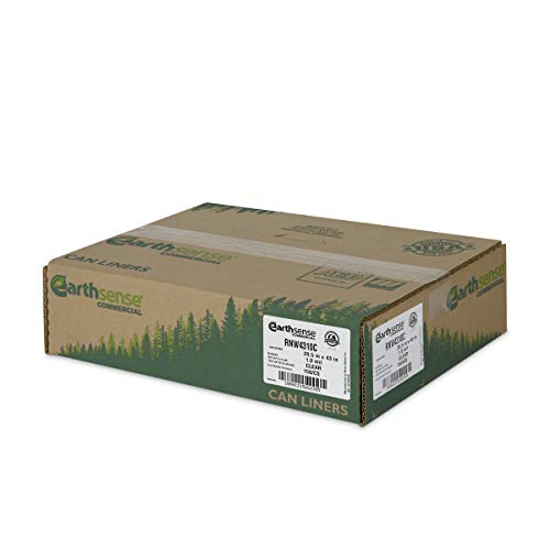 Image of Earthsense Commercial RNW4310C Can Liner, 28.5 x 43, 23 gal, 1 mil thickness, Polyethylene, Black (Pack of 150)