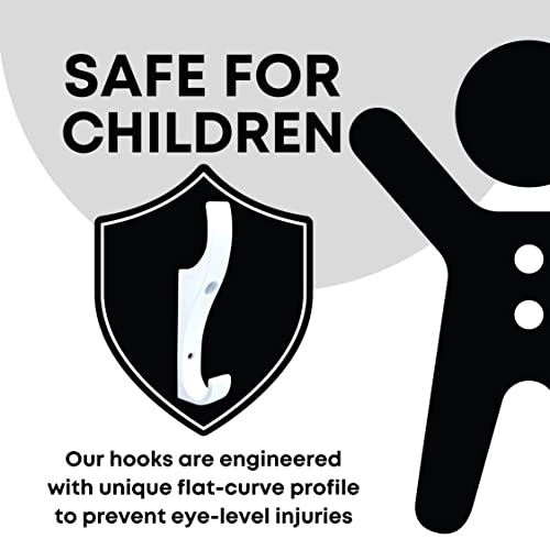 Toughook Heavy Duty Hooks For Hanging Coats, Jackets, Briefcases, Keys, Purse, Robe - Unbreakable Wall Mounted Coat Hook Holds Up To 50 Pounds - Perfect For Home, Office, Bathroom | White, 10 - Pack #TOP4