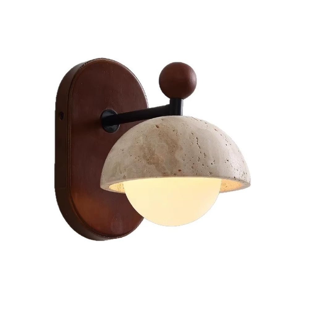 HXYSXHJUO Personalized Yellow Travertine Wood Glass Wall Sconce, Nordic Industrial Style Light, G9 Screw Single-Head Lamp, Restaurant, Hallway, and Living Room Decorative Light Fixtures