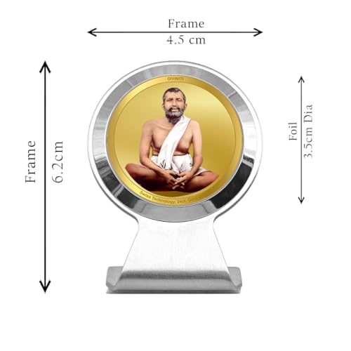 Image of Diviniti 24K Gold Plated Shri Ramakrishna Paramahansa Car Dashboard Idol Frame | Premium Spiritual Car Accessory for Divine Blessings & Positivity | Luxury Devotional Gift for Car, Office & Home | 6X4