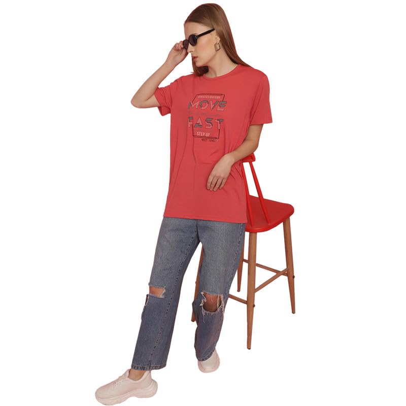 Image of Round Neck Cotton Printed Women Regular Fit Tshirt-P1950
