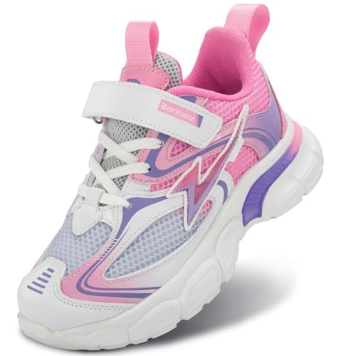 Kids Sneakers for Boys Girls Mesh Breathable Running Shoes Hook and Loop Lightweight Athletic Casual Shoes