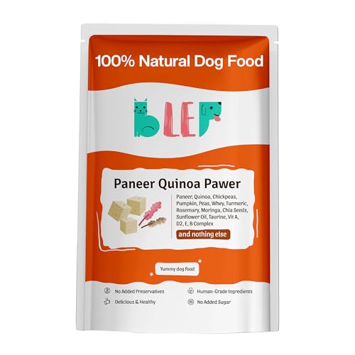 Image of BLEP Fresh Dog Food (Wet) Human Grade, Grain Free|Paneer, Quinoa & Mixed Veggies|Omega 3, 6, Vitamin A, D, E, B|Zero Preservatives & Sugar|Easily Digestible|for All Dog Breeds|100g (Pack of 1)