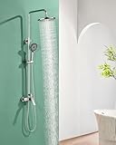 Baollansa Doccia a pioggia con rubinetto cromato, set completo con doccia a pioggia da 23 cm, 3 tipi di getto, set completo, set doccia, miscelatore monocomando in ottone
