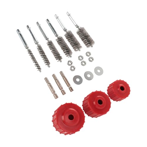 Image of Zerodis Copper Pipe Cleaner Set, Brass Pipe Cleaner 1 /2 3 /4 1 Inch Power Drill Tube Cleanings Brush Stainless Steel Wire for Soldering Welding Plumbing