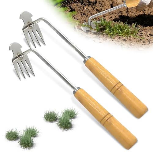 JIASHA 2 Piezas Extractor Malas Hierbas,Quita Hierbas Malas Manual,Escarificador cesped,Herramientas de desmalezadora, Herramientas jardineria para Plantar al Aire Libre, Jardín,Césped, Patio