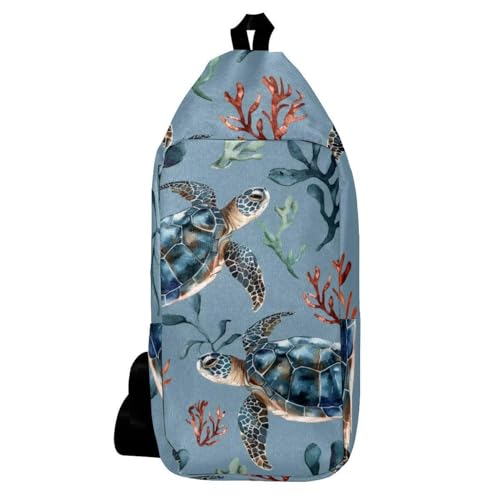 Sac à dos à bandoulière tortue de mer multicolore sac poitrine homme femme