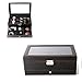 LSJZF PU Cuir Double Boîte De Rangement, Bijoux Boîte De Rangement, Boîte De Montre Lunettes Porte Boîte À Bijoux Cadeau pour Les Hommes des Femmes, 6 Machines À sous