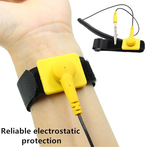 Image of 2 Pcs Anti-Static Wrist Strap, 11 inch Adjustable Band with Alligator Clip and PU Cable, Fits Wrist Sizes 6 inch to 8.5 inch, Ideal for PC Building and Electronics Repair